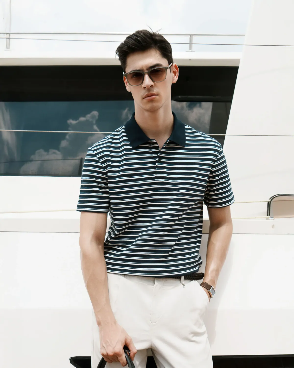 Áo Polo Nam Tay Ngắc Sọc Ngang Form Fitted - 1