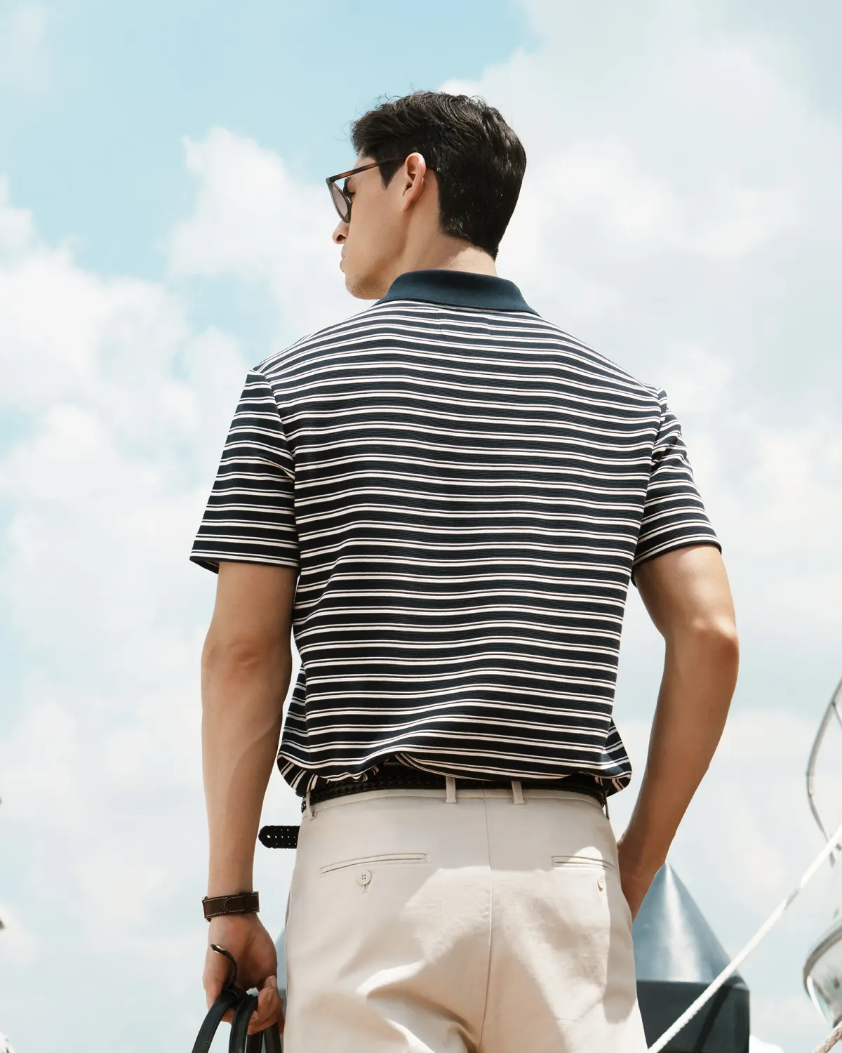 Áo Polo Nam Tay Ngắc Sọc Ngang Form Fitted - 2