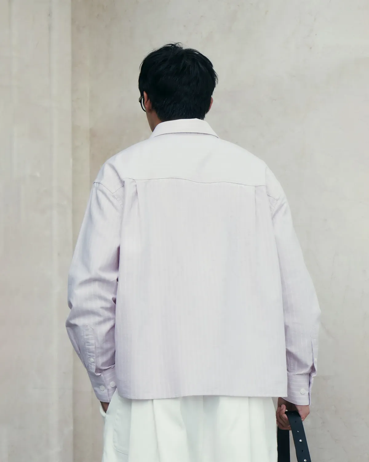 Áo sơ mi tay dài nam oxford sọc nhãn trang trí. Boxy fit - 2