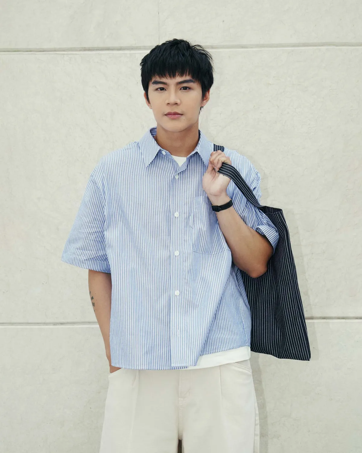 Áo sơ mi tay ngắn nam oxford sọc.Boxy fit - 1