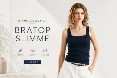 Áo Bra Slimme Nữ Có Mút Cổ Vuông Dây Bản To
