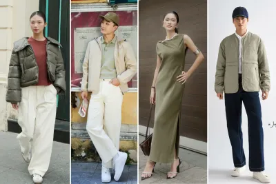 phối quần áo màu xanh rêu