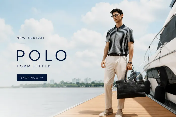 Áo Polo Nam Tay Ngắn Sọc Ngang Form Fitted