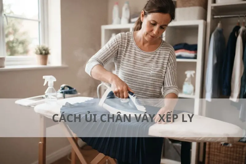 cách ủi chân váy xếp ly