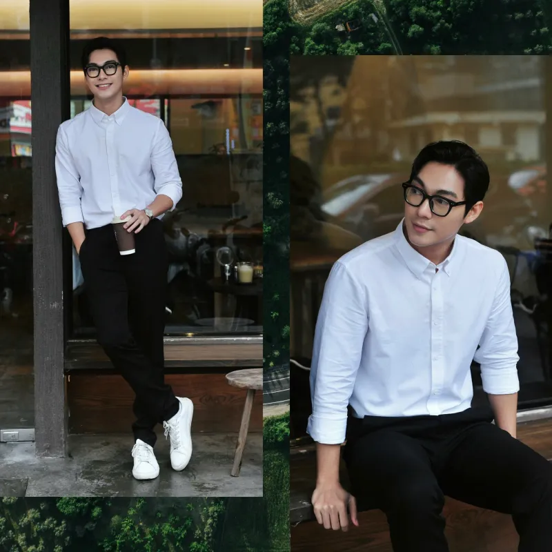 phối quần tây áo sơ mi trắng