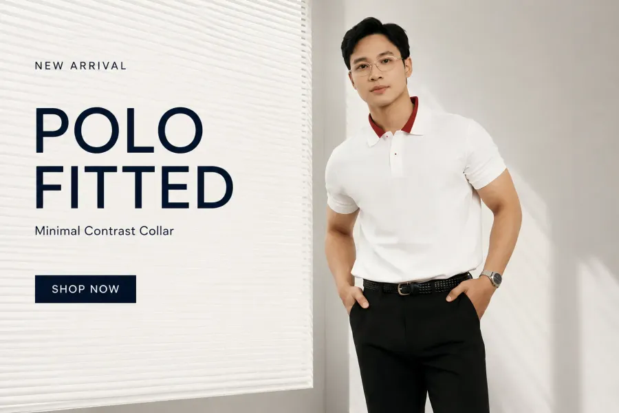 Áo Polo Nam Tay Ngắn Phối Cổ Form Fitted