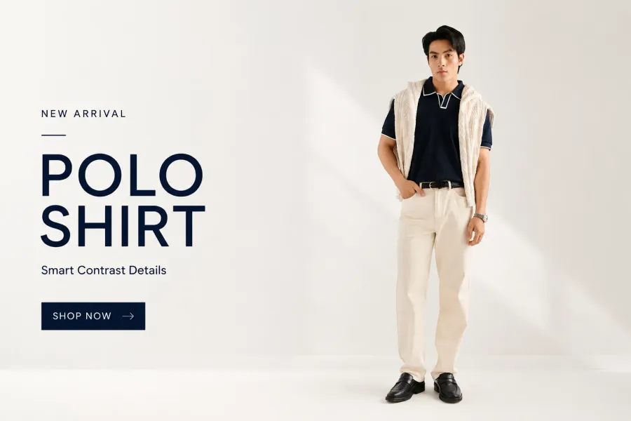 Áo Polo Nam Tay Ngắn Vải Gân Viền Cổ Form Fitted
