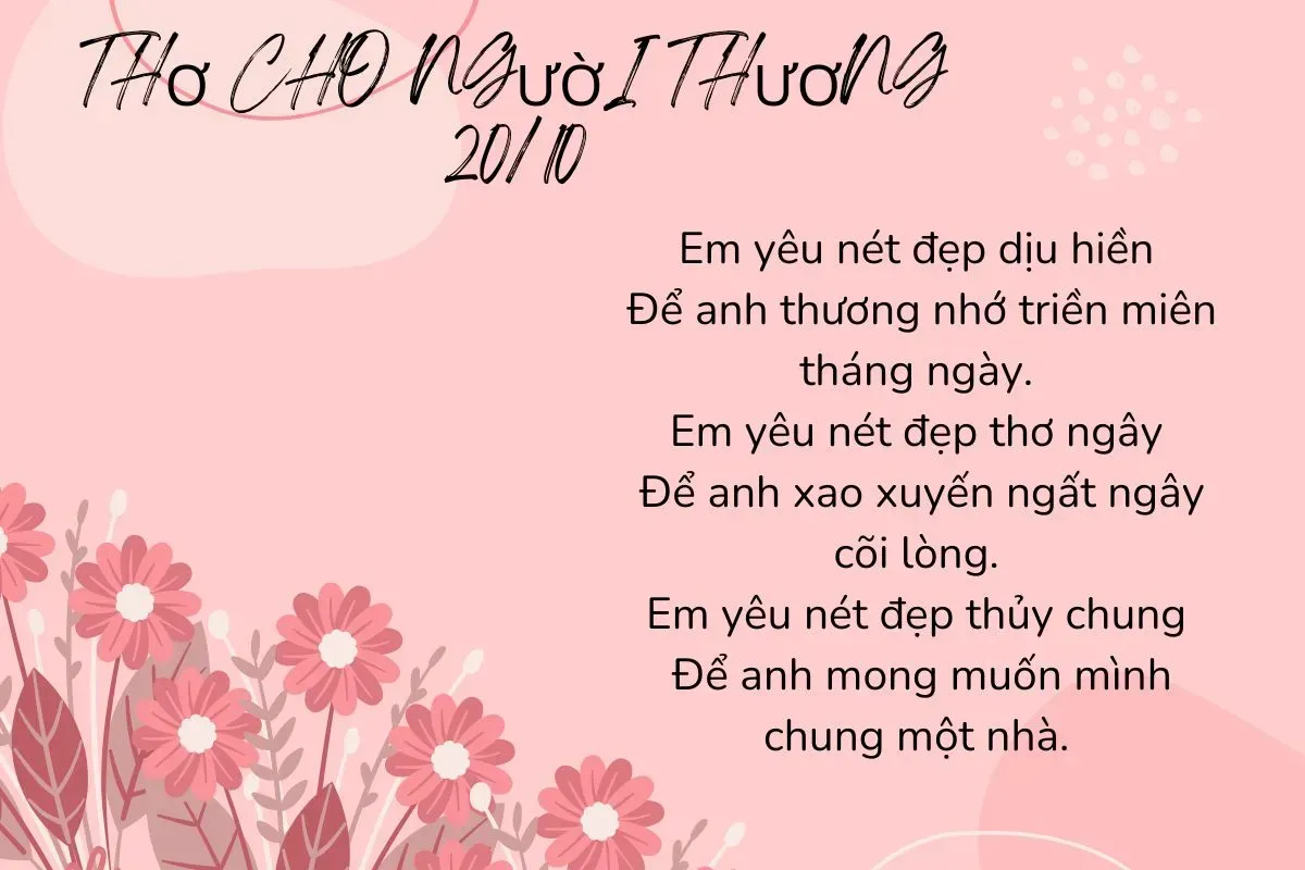 thơ chúc mừng ngày 20/10 người yêu