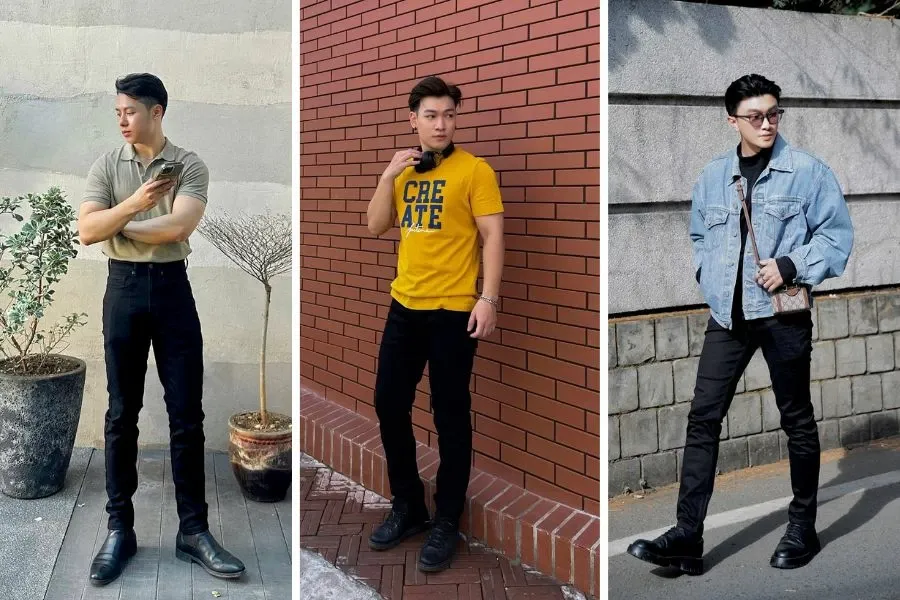 Chiếc quần bò nam đen ôm luôn giúp tôn lên vóc dáng của các chàng trai