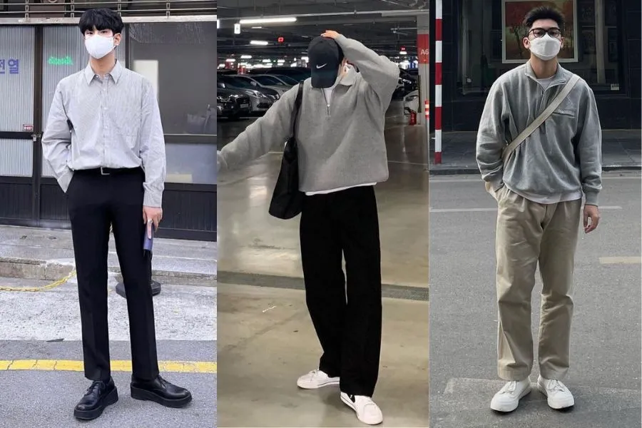 phối đồ áo xám với quần