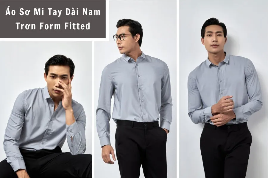 Áo sơ mi nam tay dài trơn hot trend 2023