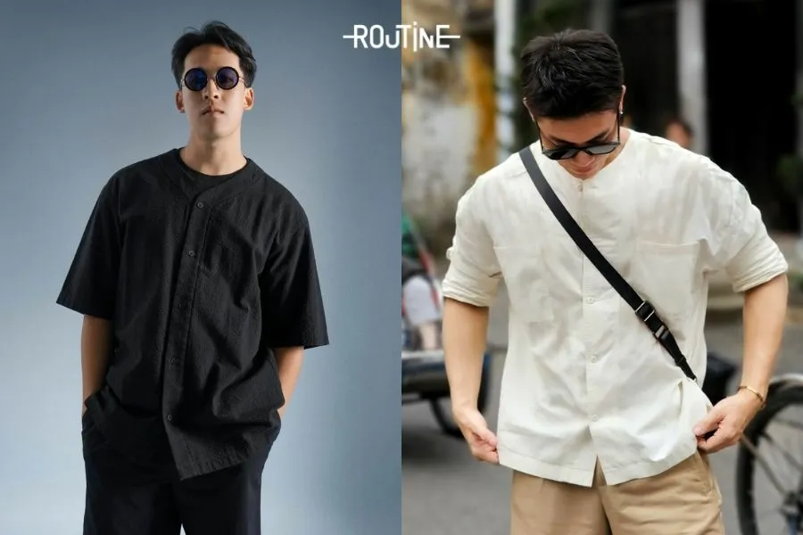 Mẫu áo sơ mi nam Hàn Quốc không cổ