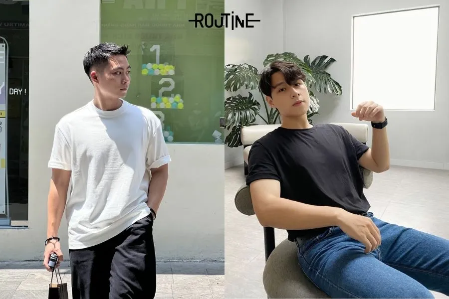 Phối đồ nam Hàn Quốc mùa hè đơn giản, ít hoạ tiết