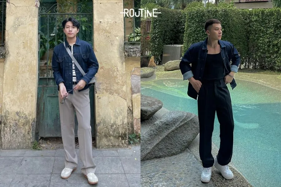 Phối đồ nam Hàn Quốc dạo phố cùng khoác jeans