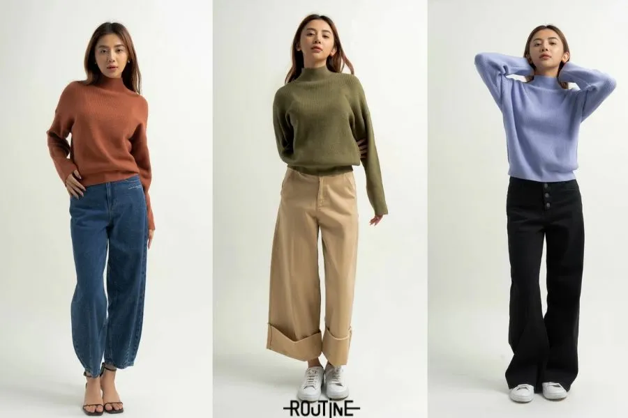 Gợi ý 3 cách phối áo len nữ dệt gân với đa dạng kiểu quần