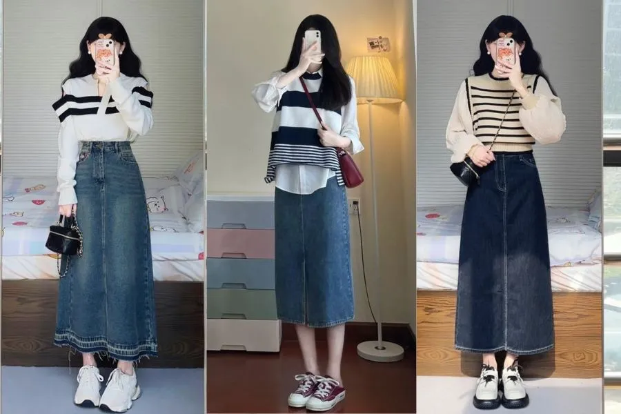mẫu chân váy dài cho mùa đông
