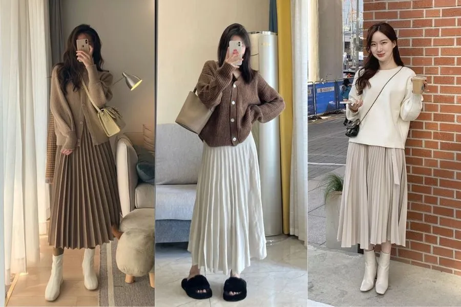 chân váy xếp ly thanh lịch