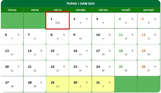 tết dương lịch 2025