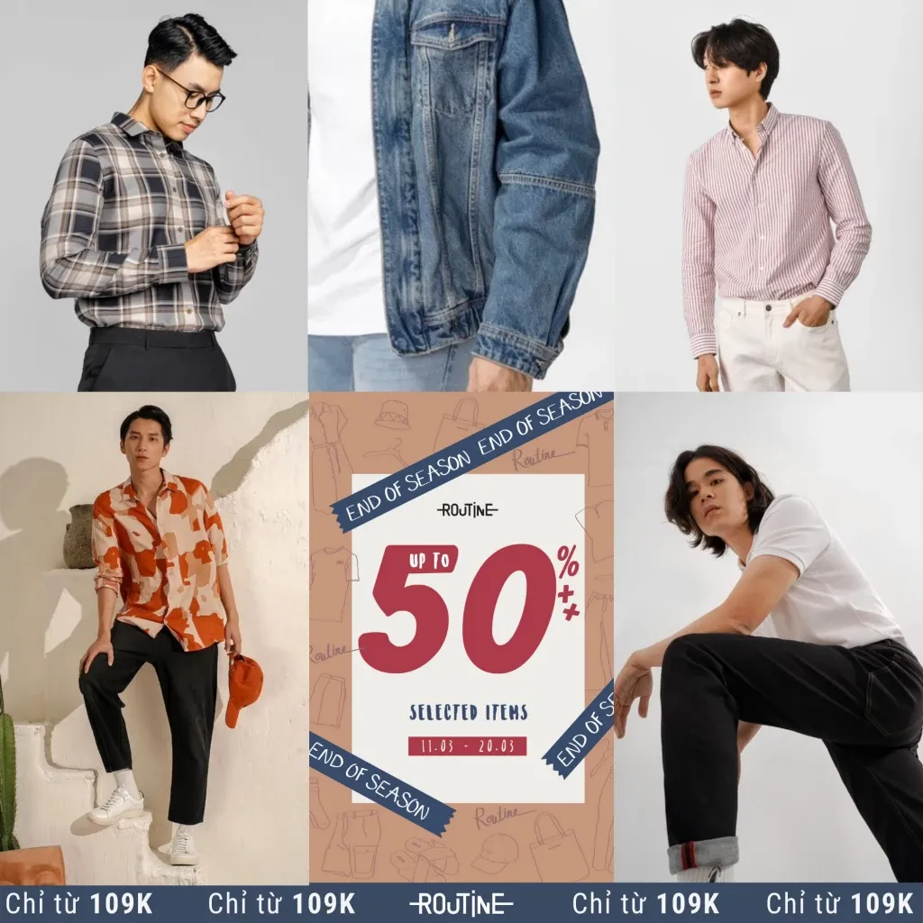 END OF SEASON - Chương trình khuyến mãi Sale up to 50% quần áo thời trang