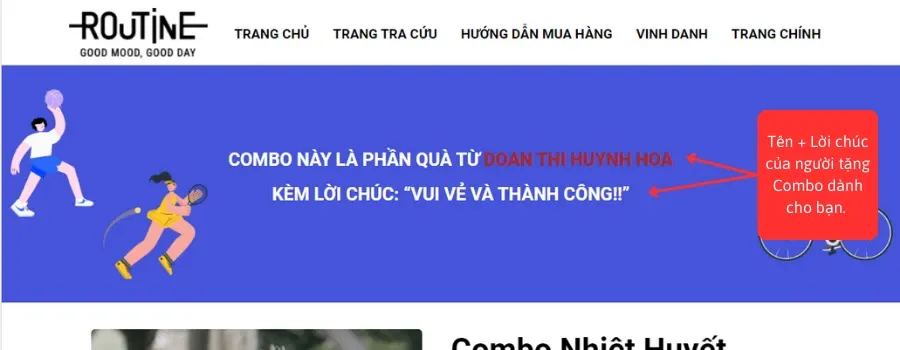 Tên người tặng và lời chúc họ muốn gửi đến bạn sẽ được hiện ở đầu trang.