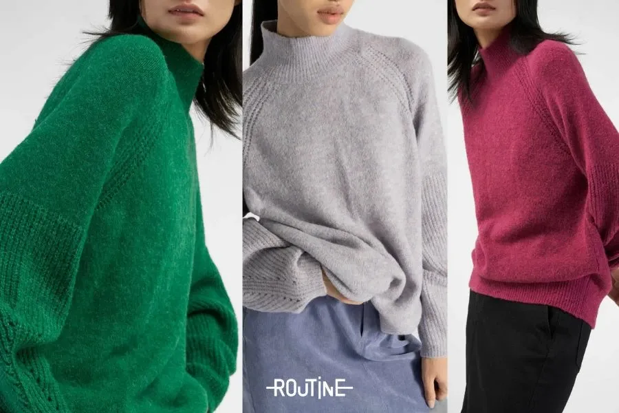 Áo len dệt kim nữ cổ cao phù hợp cho những ngày cuối đông