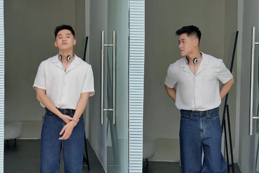 Kiểu áo sơ mi nam cổ cuban cổ điển nhưng mang vẻ đẹp hiện đại, phong cách.