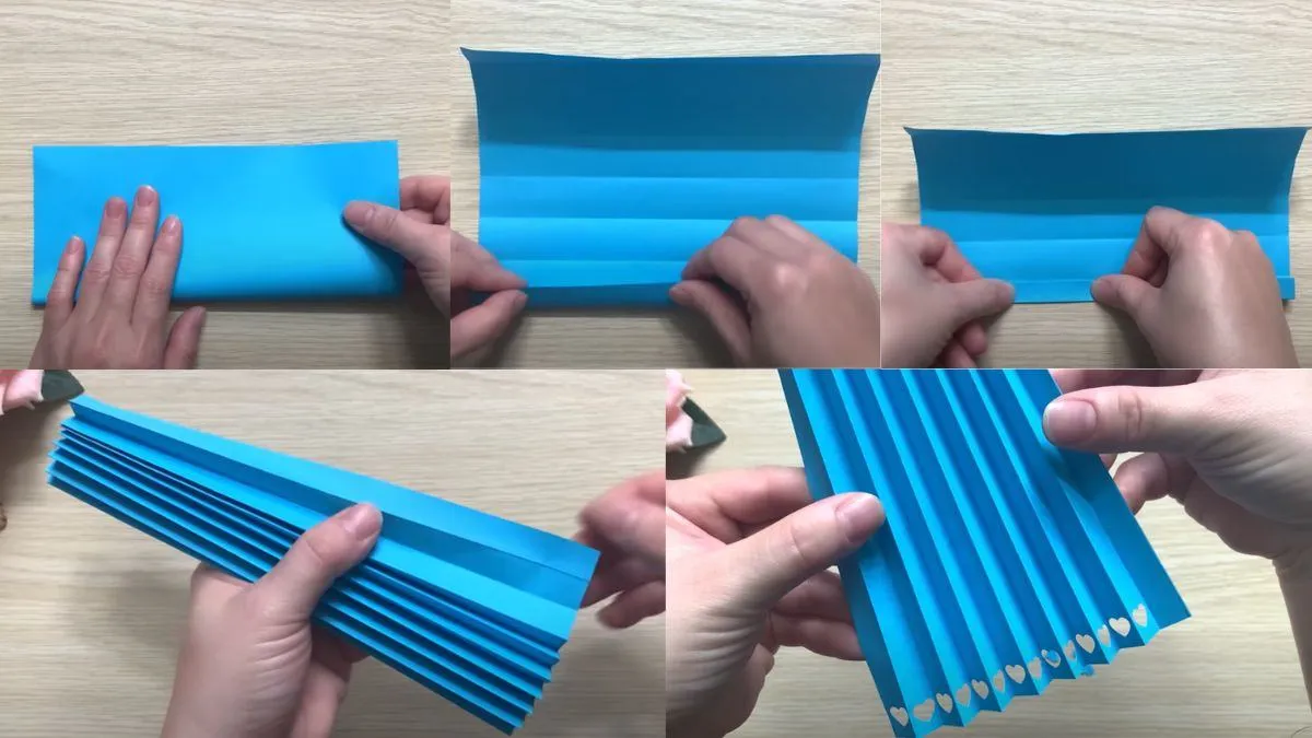 gấp tờ giấy lại như gấp quạt