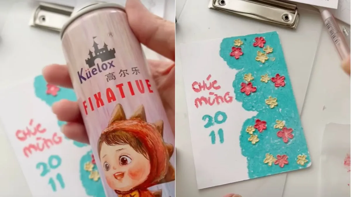 dùng keo cố định màu sáp dầu