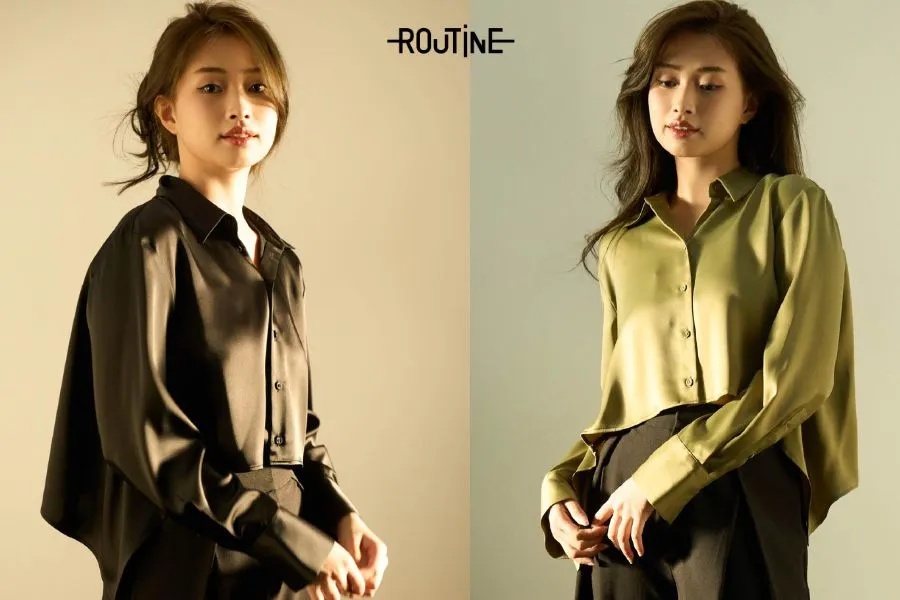 Áo sơ mi lụa satin nữ tà cách điệu mang vẻ đẹp sang trọng, nhưng trẻ trung cá tính.