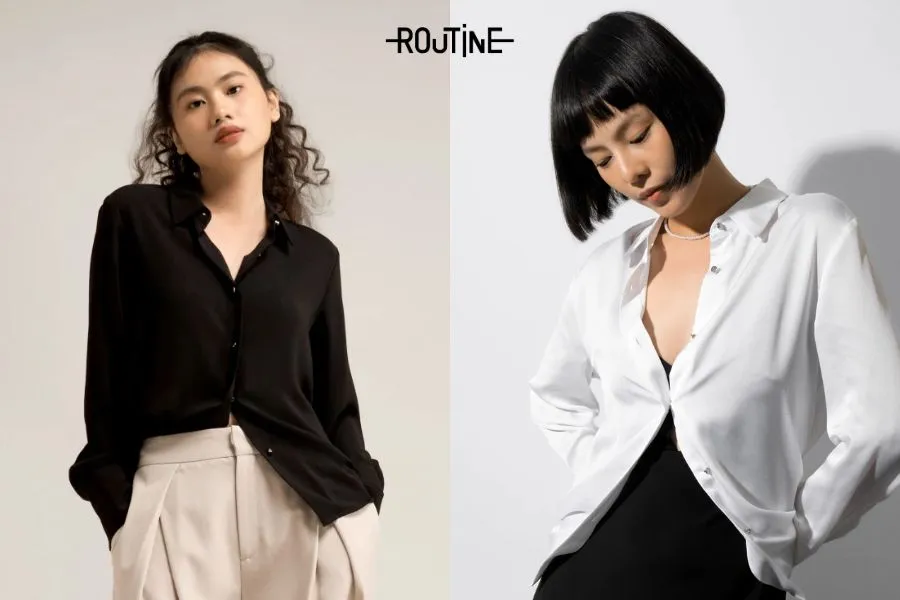 Chiếc áo sơ mi lụa nữ truyền thống mang vẻ đẹp đơn giản nhưng không đơn điệu.