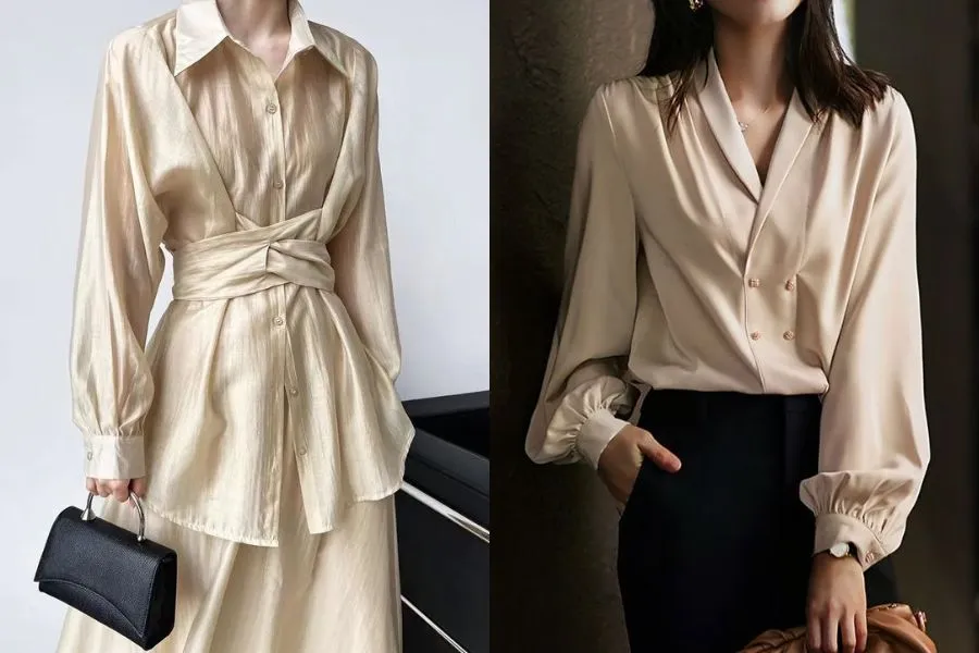 Áo sơ mi lụa nữ tay bồng quý phái (Nguồn: Pinterest)
