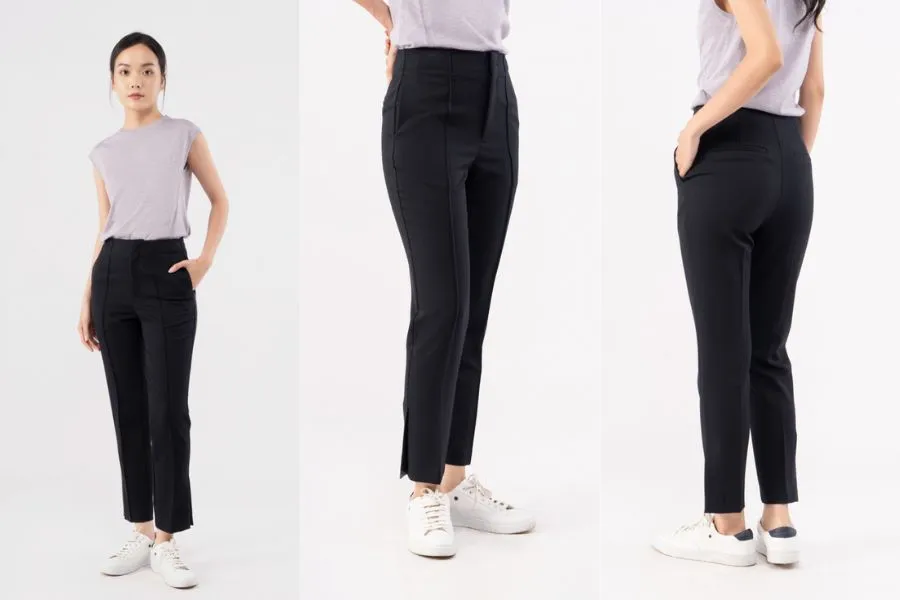 Chiếc quần âu nữ kiểu dáng truyền thống, vừa vặn ôm vào cơ thể cho các nàng cảm giác gọn gàng, năng động.