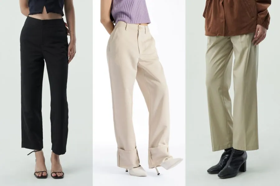 Phối đồ cùng quần kaki nữ ống suông