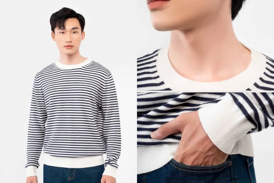 Áo len có họa tiết kẻ sọc mang lại phong cách trẻ trung, hiện đại và đầy cá tính cho các chàng.