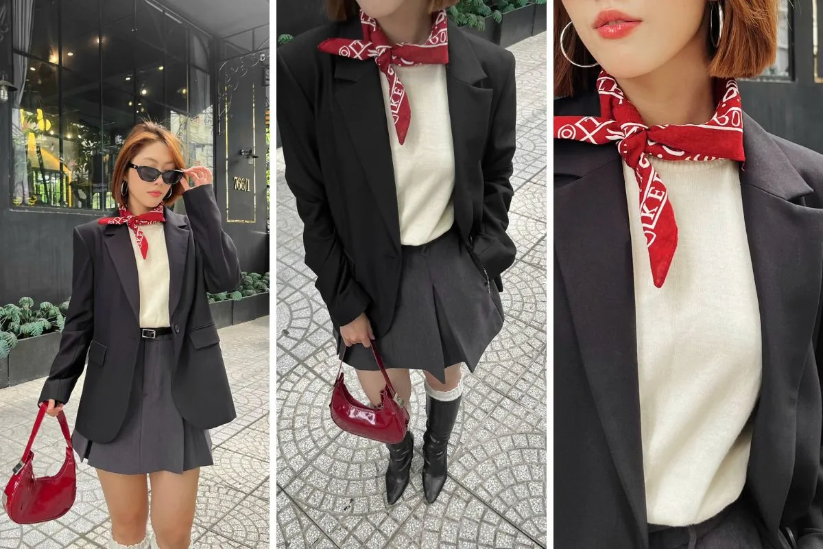Năng động khi phối chân váy với blazer đi du xuân