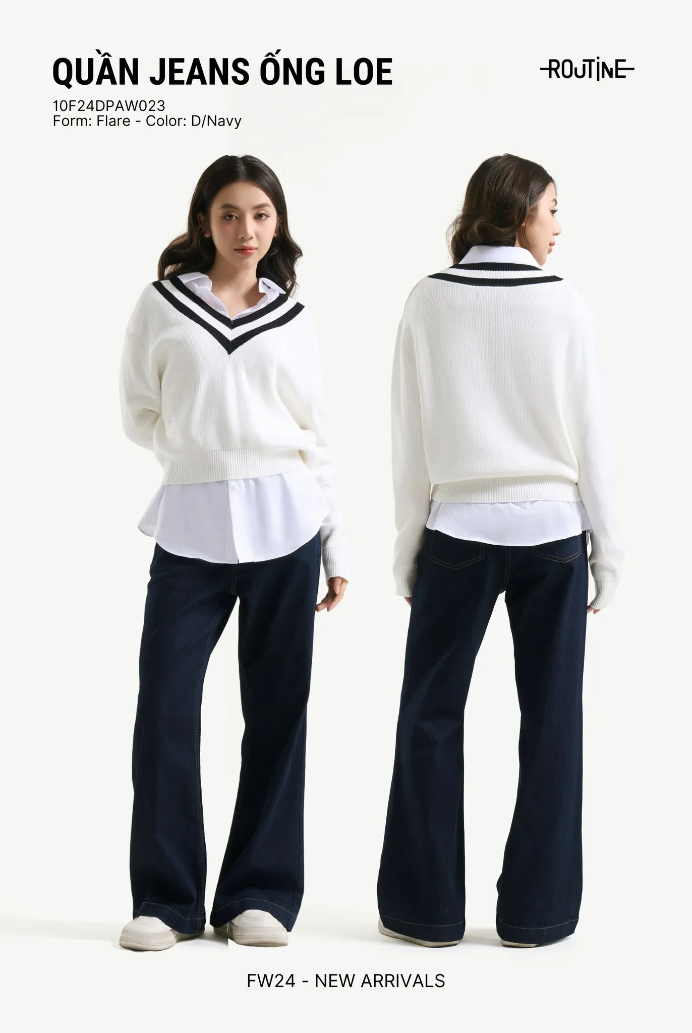 Layer thời thượng với sơ mi và áo len cổ tim trắng