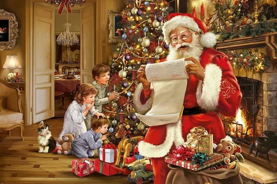 Hình ảnh ông già noel đọc thư của các bạn nhỏ gửi đến