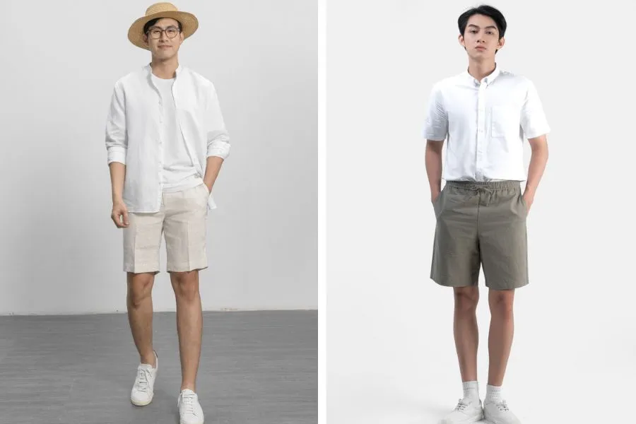 Áo sơ mi trắng mix với quần short đem lại cảm quan trẻ trung, ấn tượng và rất thời trang dành cho người mặc