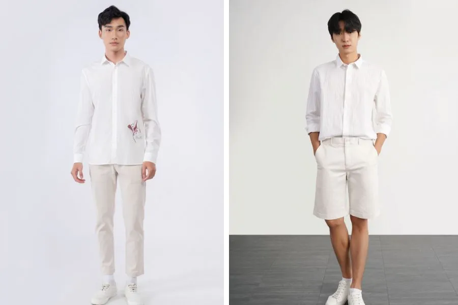 Phong cách white on white này mang đến sự trẻ trung và cá tính cho người mặc