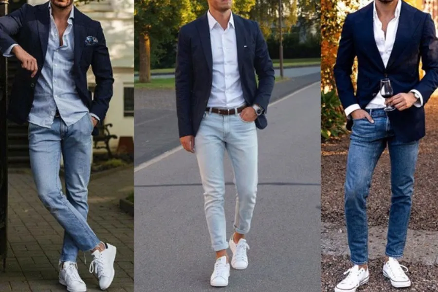 Cách phối áo vest nam với quần jeans khá được nhiều bạn nam yêu thích