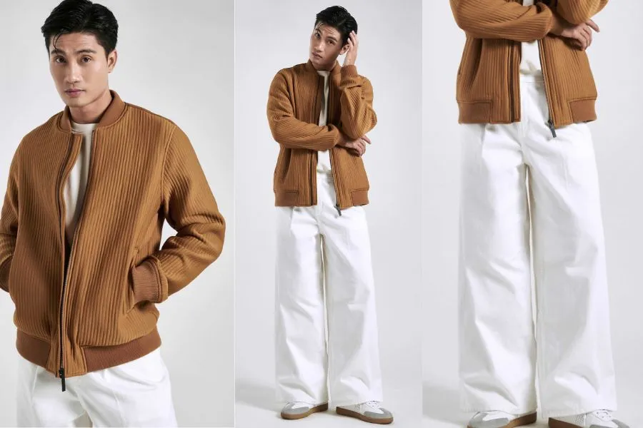 Áo khoác bomber với họa tiết kẻ sọc độc đáo và mới lạ