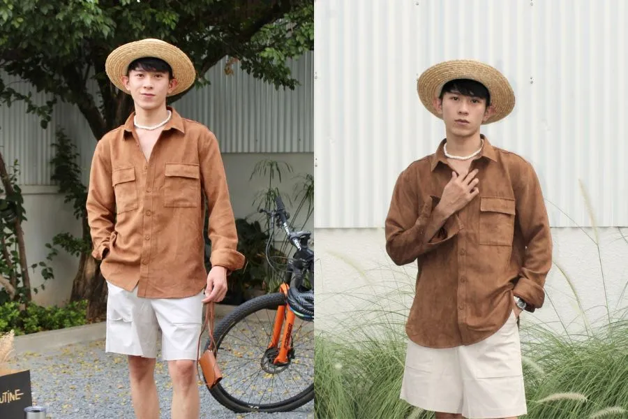 Áo sơ mi mix cùng quần short nam mang vẻ đẹp chuẩn soái ca Hàn Quốc.