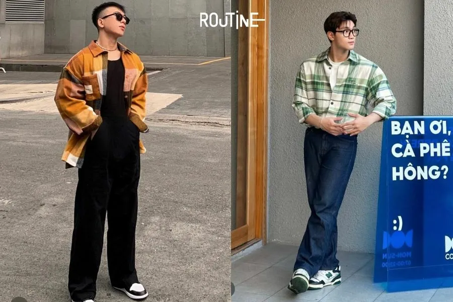 Phối áo sơ mi nam flannel cực phong cách cho mùa noel sắp tới