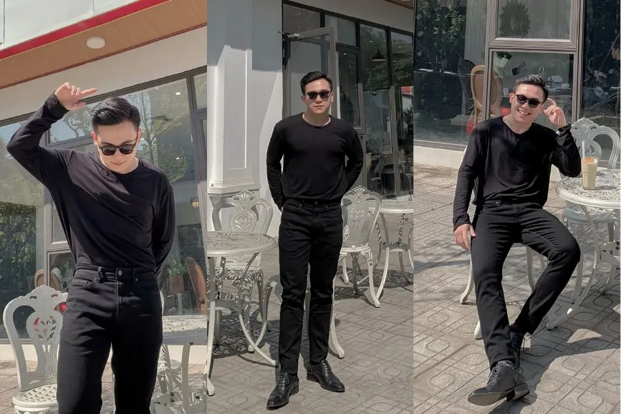 Outfit áo thun cùng quần jean cơ bản nhưng hiện đại, trẻ trung cho mọi chuyến du lịch Đà Lạt.