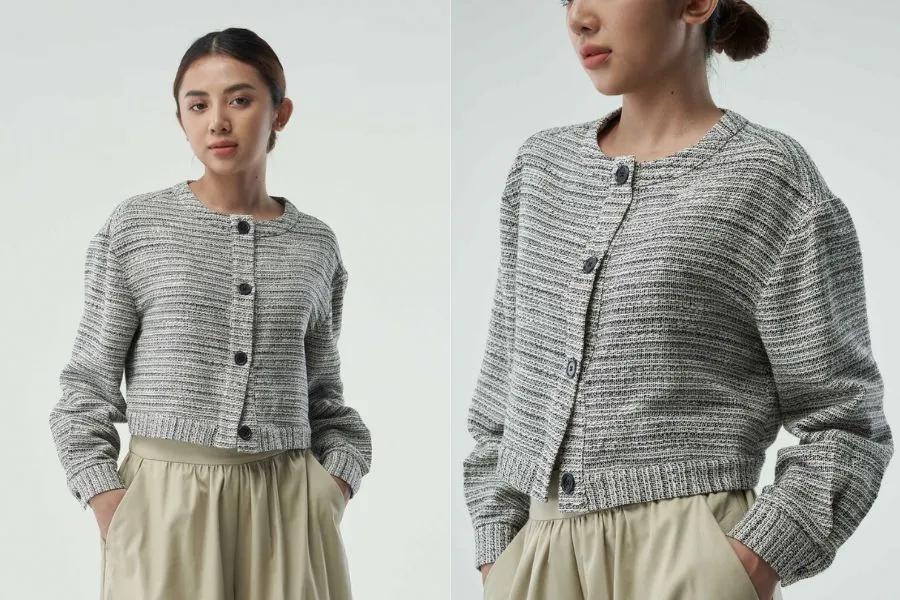Áo khoác Tweed vừa vặn, thoải mái khi mặc mang một phong cách trẻ trung, thanh lịch cho các quý cô nơi công sở.