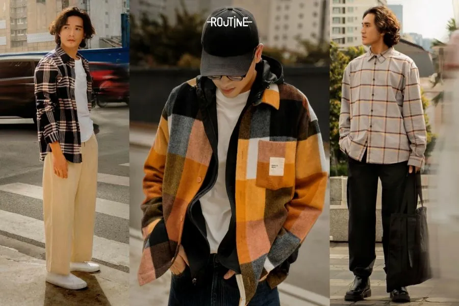 Áo thun phối cùng áo sơ mi flannel độc đáo cho đồ công sở nam mùa đông 2023