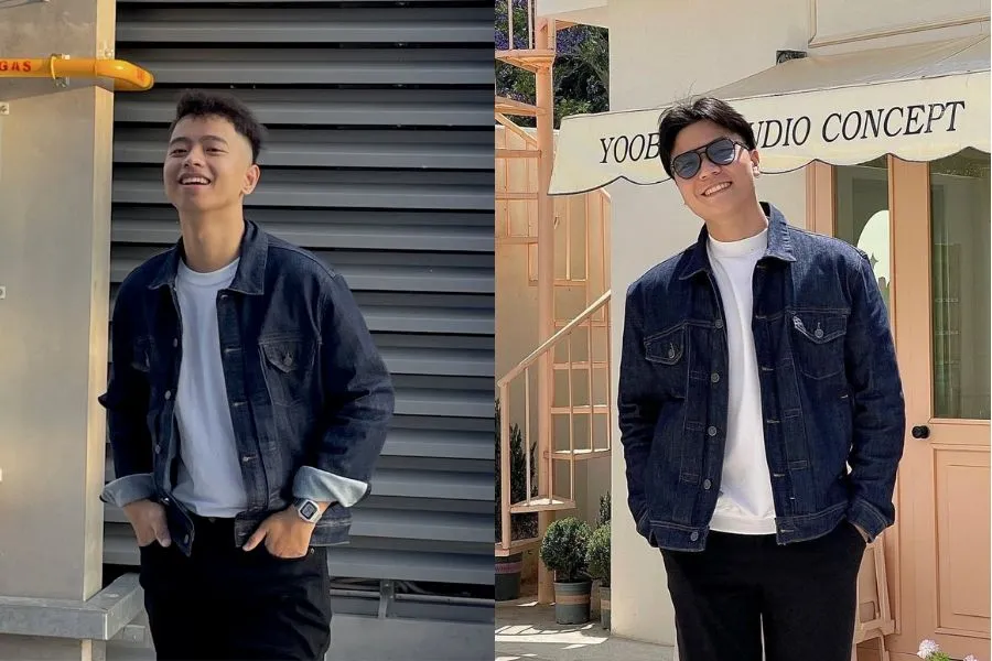 Áo khoác jean phối với áo phông cho các chàng theo đuổi những phong cách mạnh mẽ muốn thể hiện cá tính riêng.