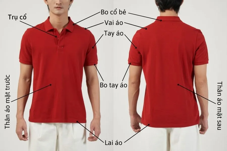 Cấu tạo cơ bản của chiếc áo polo nam.