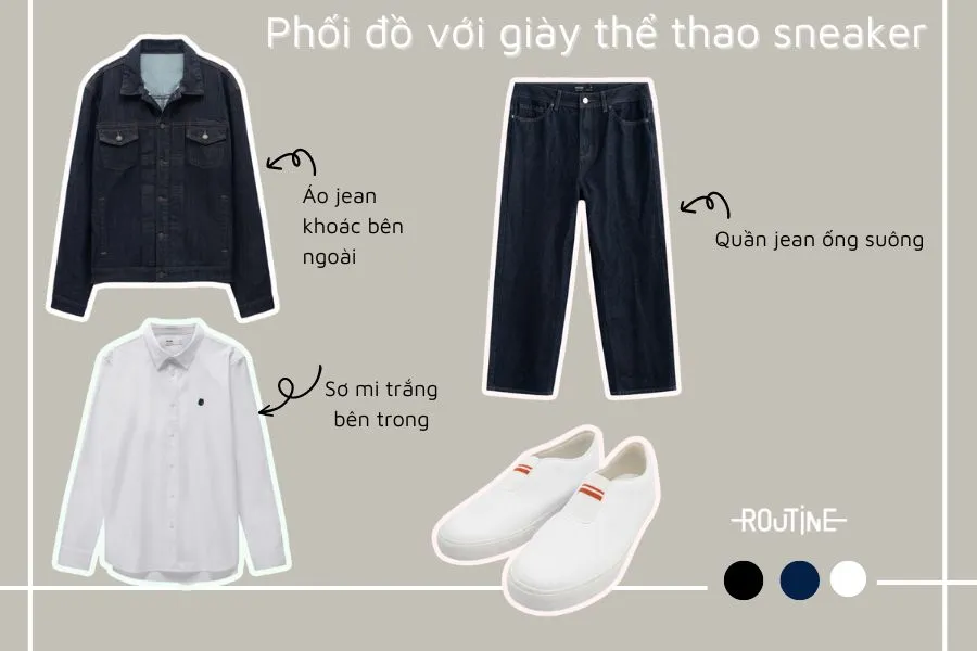 Phối đồ với giày thể thao sneaker cực chất