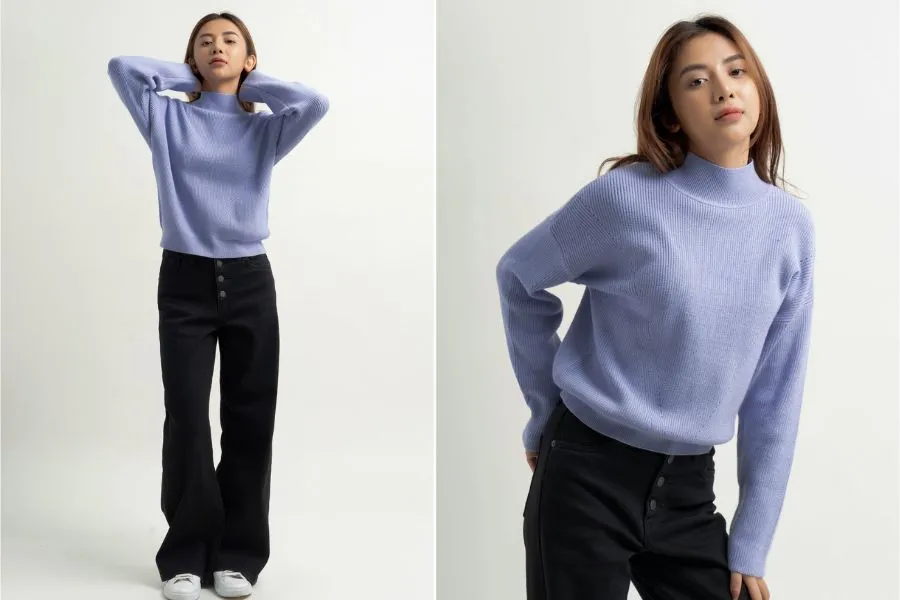 Sự kết hợp trẻ trung và ấm áp từ áo len và quần jean đen